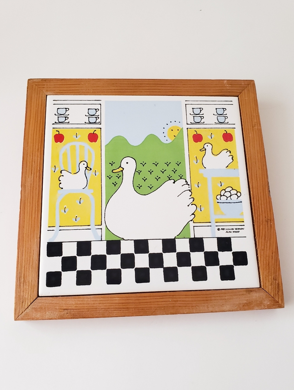 Vintage 1980s Lillian Vernon Duck Framed Hangable Trivet